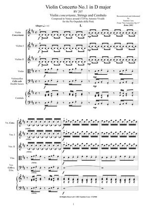 Book cover for Vivaldi - Violin Concerto No.1 in D major RV 207 Op.11 for Violin, Strings and Cembalo