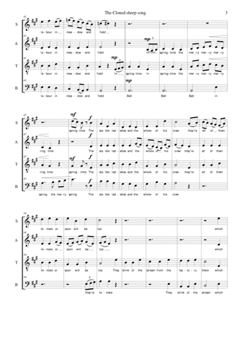 The Cloned sheep song for mixed choir (SATB) image number null