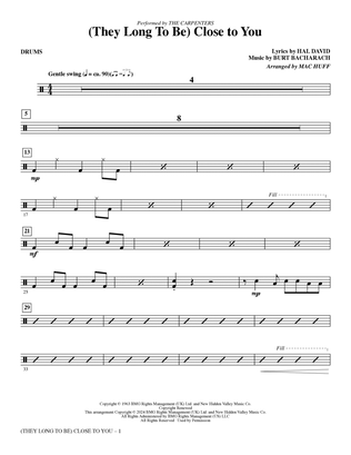 Book cover for (They Long to Be) Close To You (arr. Mac Huff) - Drums