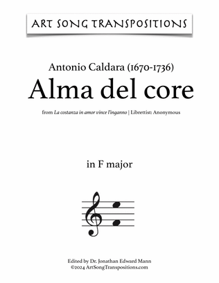 Book cover for CALDARA: Alma del core (transposed to F major)