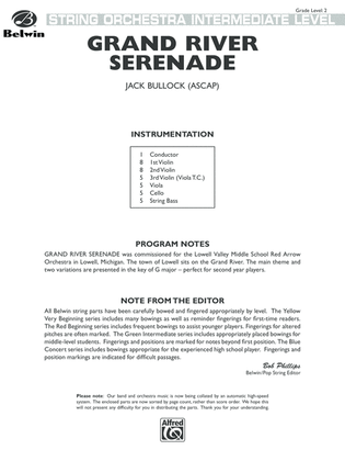 Grand River Serenade: Score