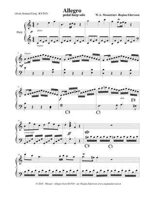 Book cover for Allegro (Mozart) - pedal harp solo