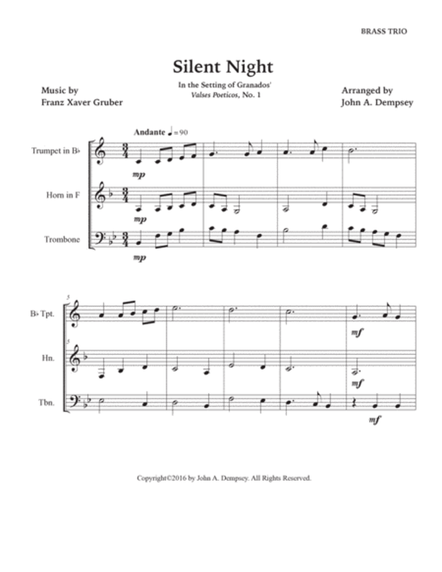Silent Night (Brass Trio): Trumpet, Horn in F and Trombone image number null
