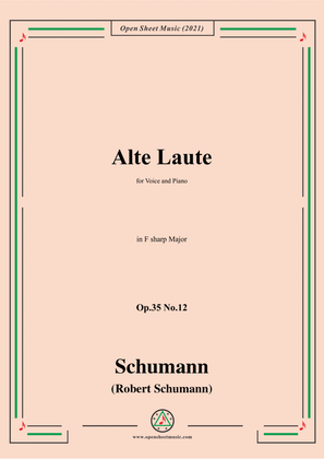 Book cover for Schumann-Alte Laute,Op.35 No.12,in F sharp Major