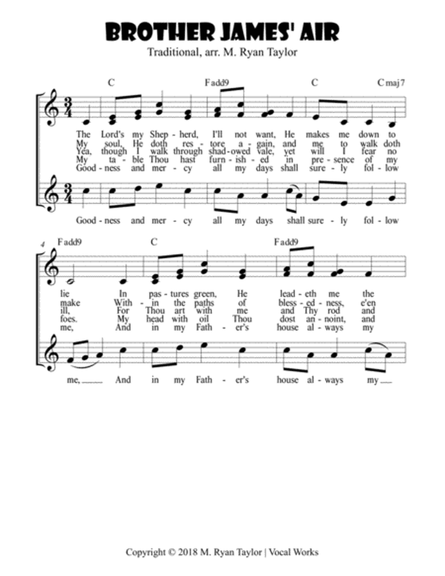 Brother James Air (Psalm 23) - Duet or Trio and Easy Ukulele Chords