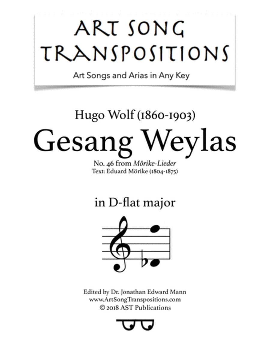 WOLF: Gesang Weylas (transposed to D-flat major)