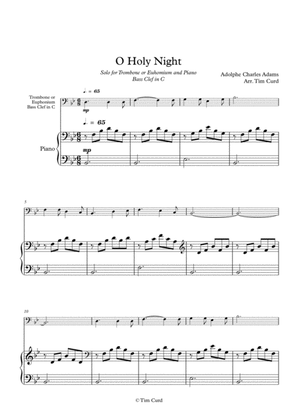 Book cover for O Holy Night. For Solo Trombone/Euphonium in C (bass clef) and Piano