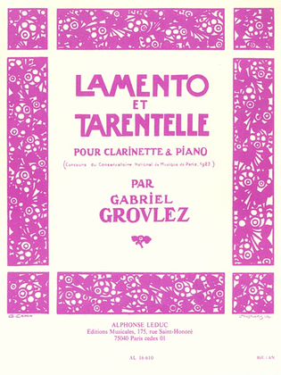 Book cover for Lamento et Tarentelle