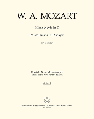 Book cover for Missa brevis D major, KV 194 (186h)