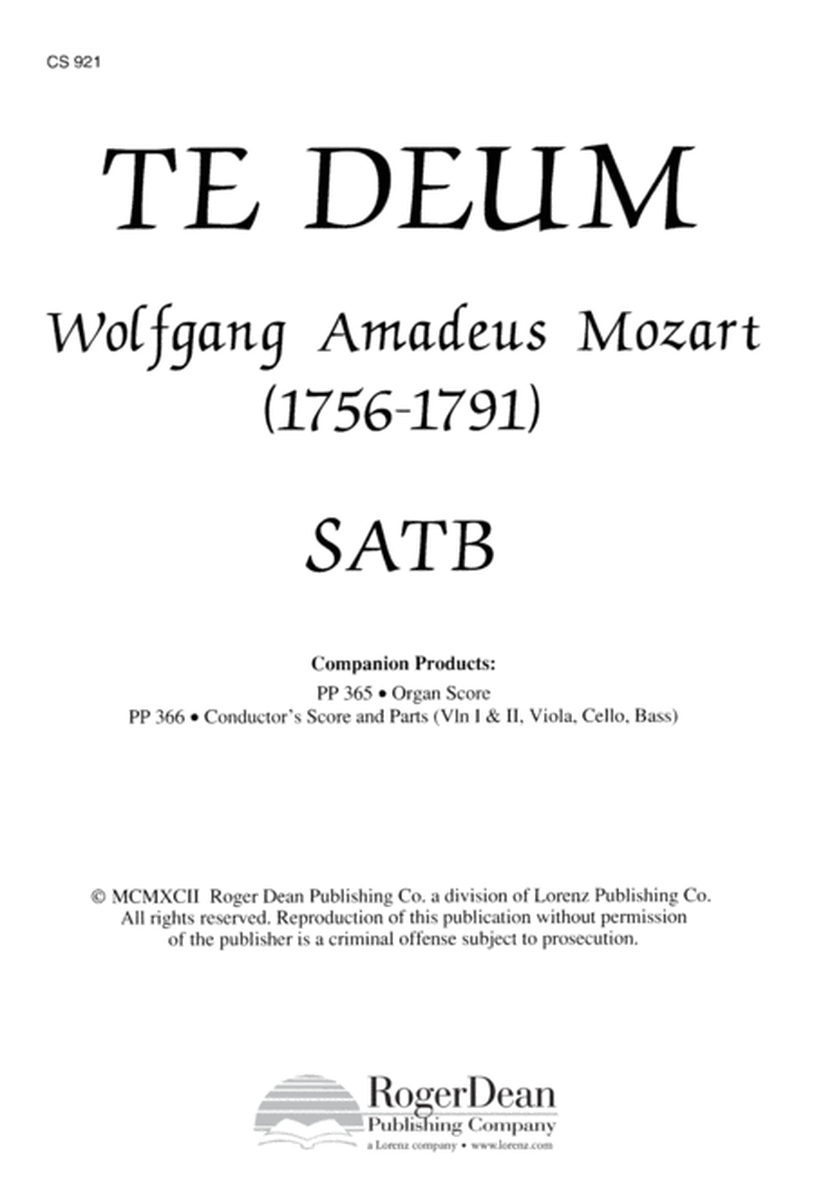 Te Deum - Choral Score