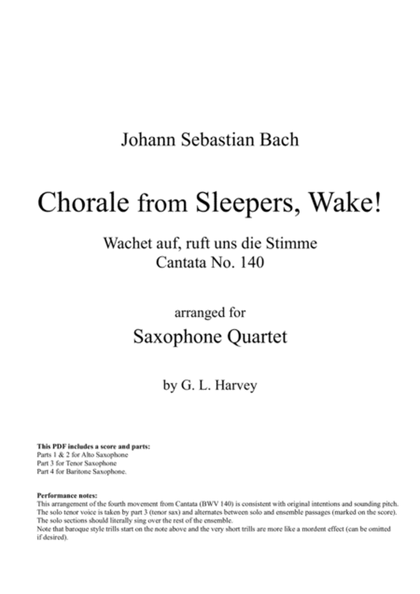 Chorale from Sleepers, Wake! (BWV 140) for Saxophone Quartet image number null