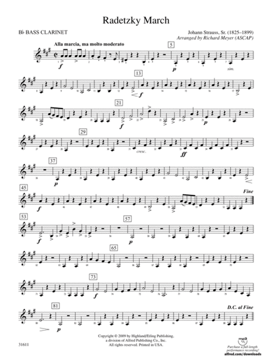Radetzky March: B-flat Bass Clarinet
