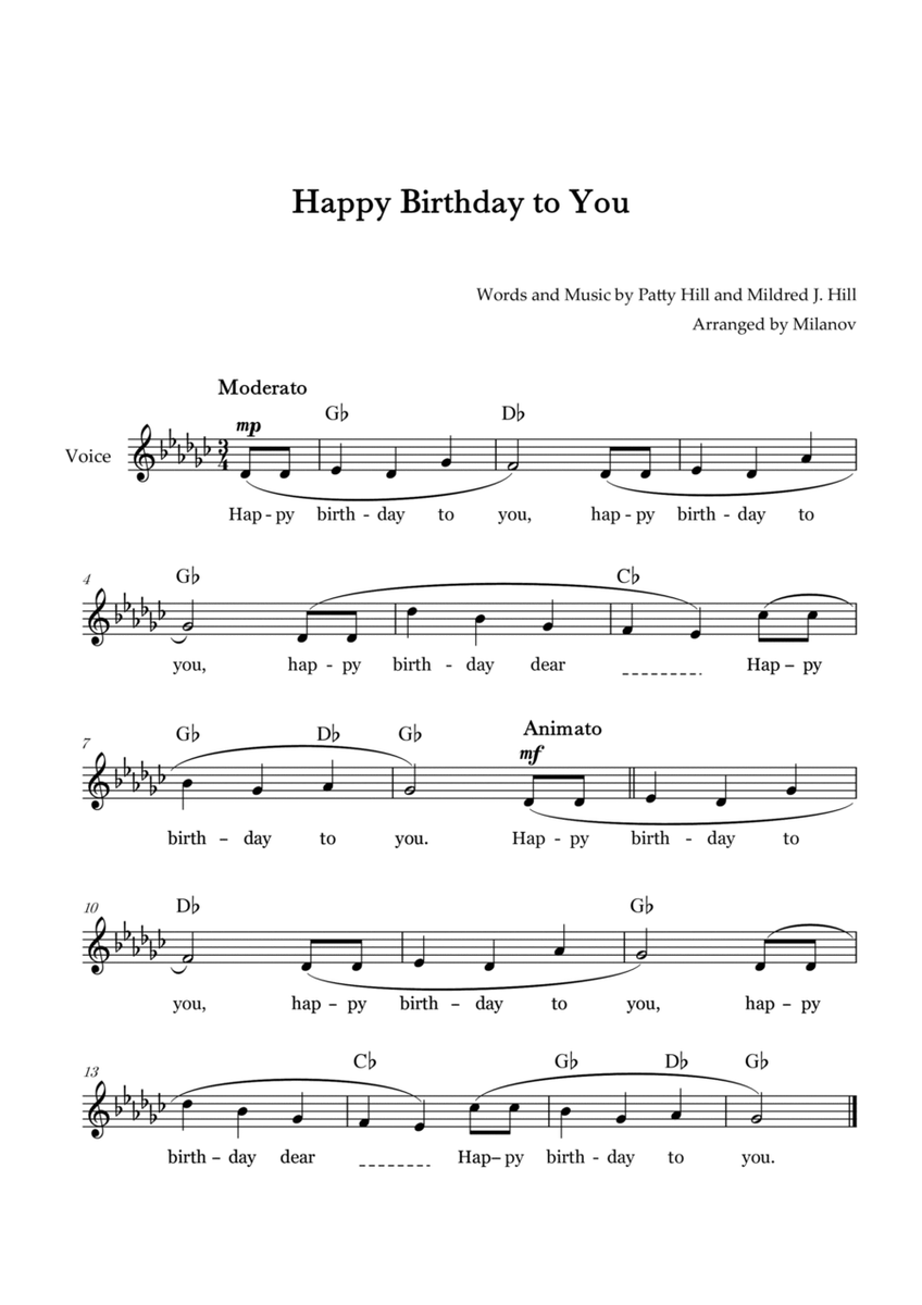 Happy Birthday to You | Lead Sheet | G-flat Major image number null