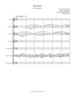 Book cover for Recordare (from "Requiem") (F) (String Septet - 4 Violins, 3 Cellos)