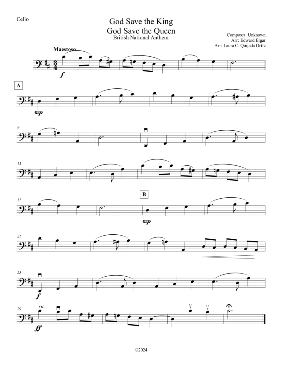 God Save the King: UK National Anthem. String Orchestra. Easy. Score & parts. image number null