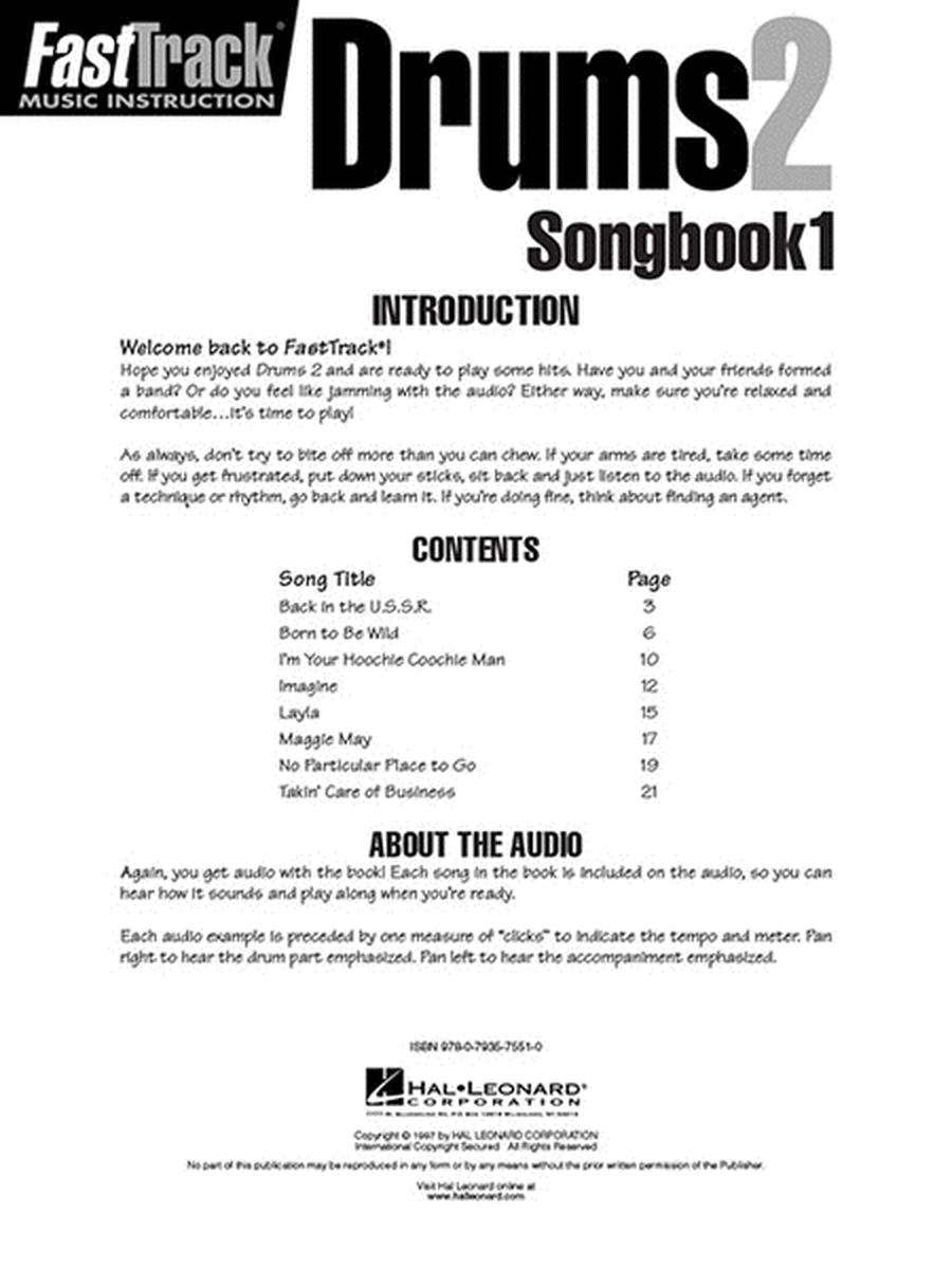 FastTrack Drums Songbook 1 – Level 2