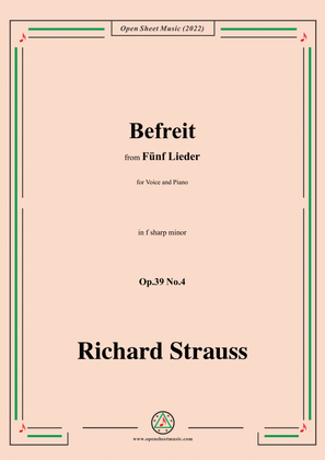 Book cover for Richard Strauss-Befreit,in f sharp minor,Op.39 No.4