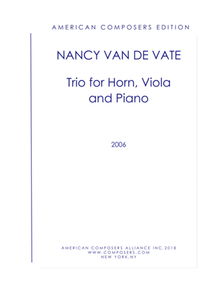 Book cover for [Van de Vate] Trio for Horn, Viola, and Piano