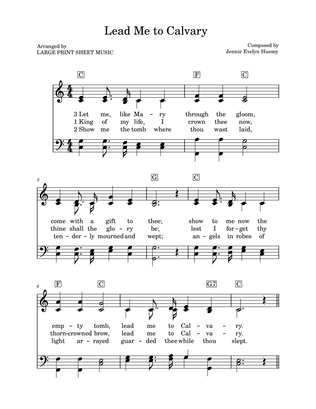 Book cover for Lead Me To Calvary LARGE PRINT Hymnbook Version in Key of C • Includes Chord Symbols