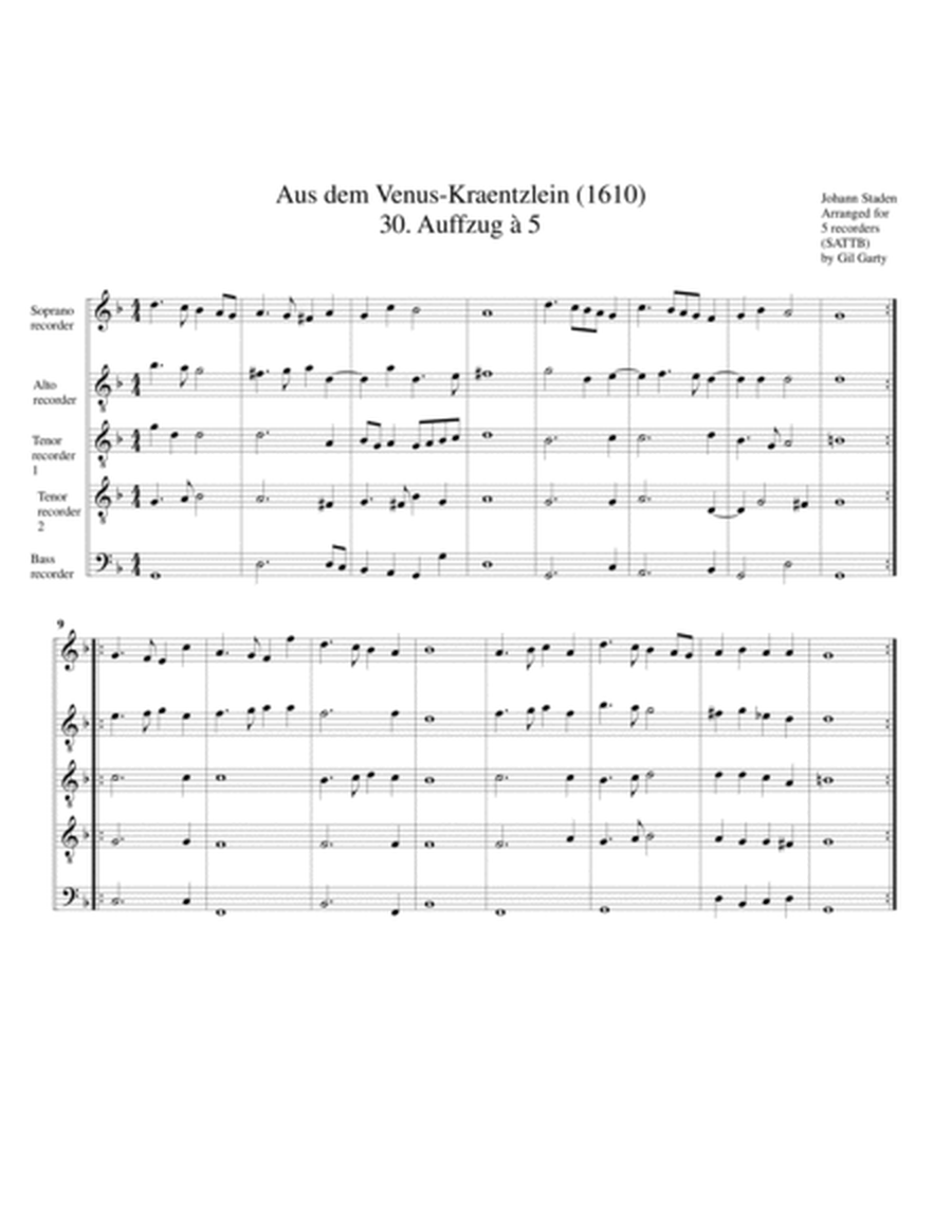 Dances from "Venuskraentzlein" (1610) (arrangements for 5 recorders (SATTB))
