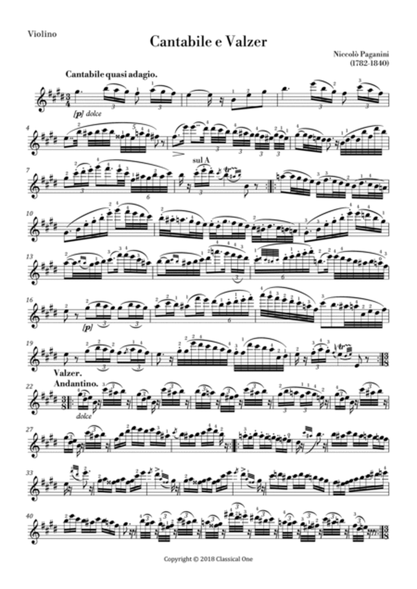 Paganini - Cantabile e valser, Op.19 for violin solo image number null