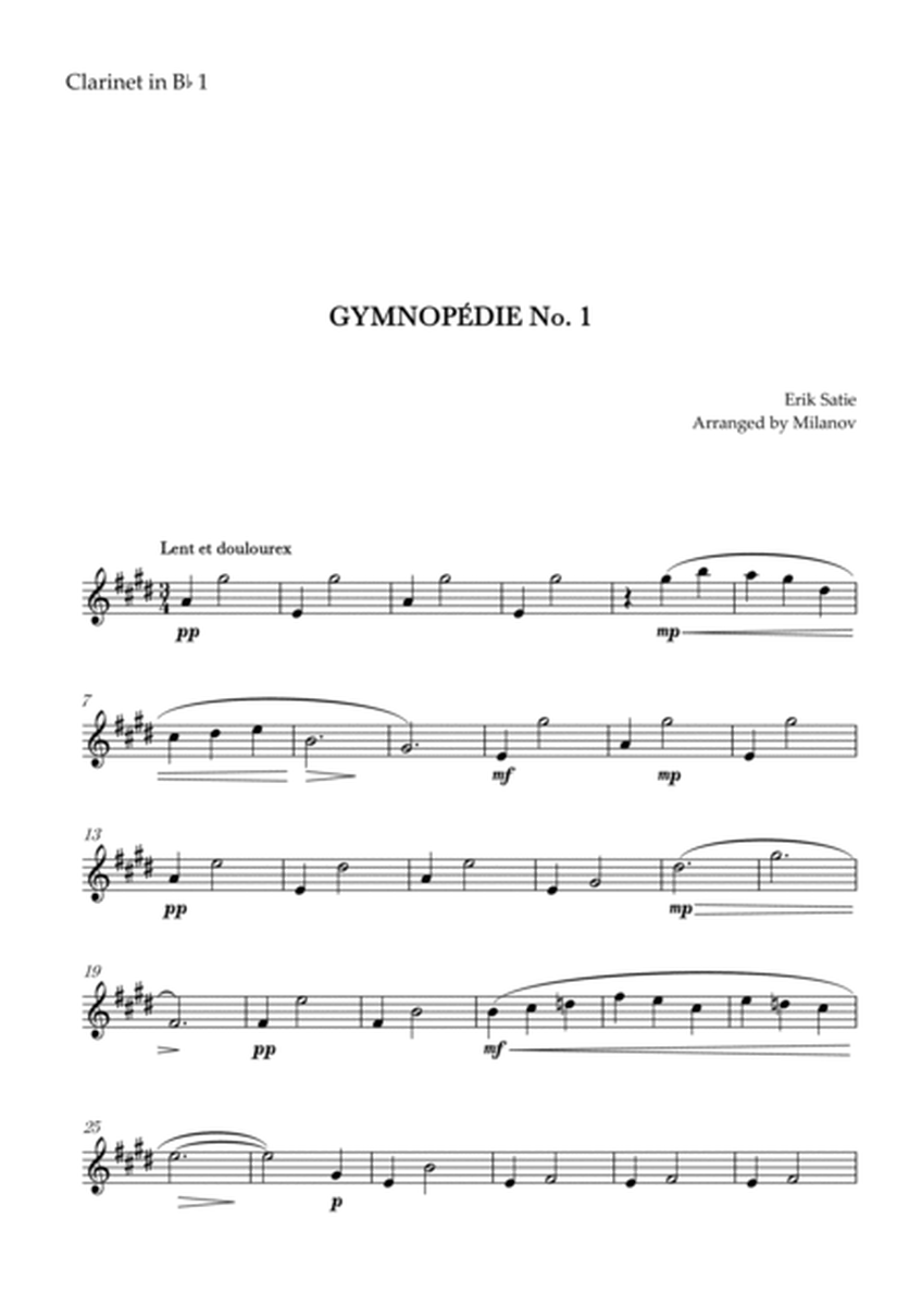 Gymnopédie no 1 | Clarinet in Bb Duet | Original Key |Easy intermediate image number null