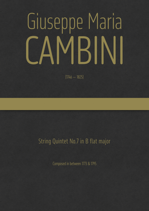 Book cover for Cambini - String Quintet No.7 in B flat major