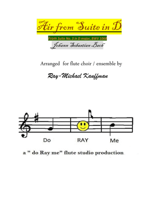 Book cover for Air from Suite in D by Bach for flute choir / flute ensemble