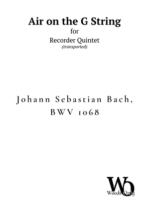 Air on the G String by Bach for Recorder Quintet
