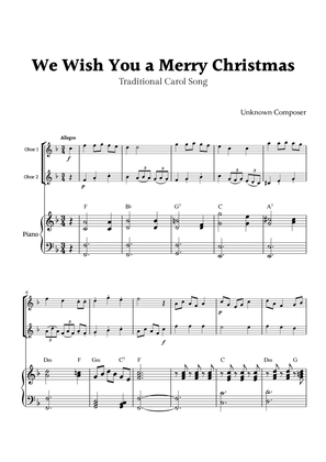We Wish you a Merry Christmas for Oboe Duet with Piano