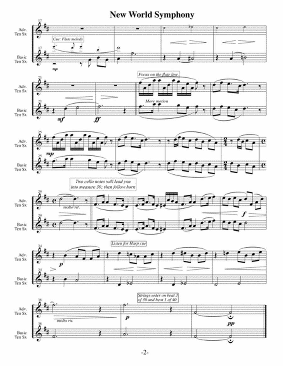 New World Symphony - Dvorak (Arrangements Level 2-4 for TENOR SAX + Written Acc) image number null