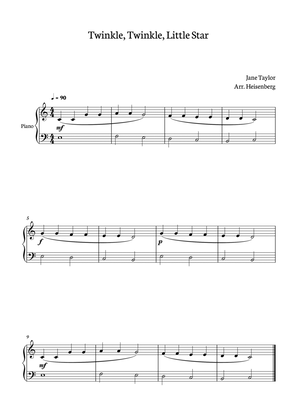 Twinkle, Twinkle, Little Star for piano solo. Easy version for beginners.