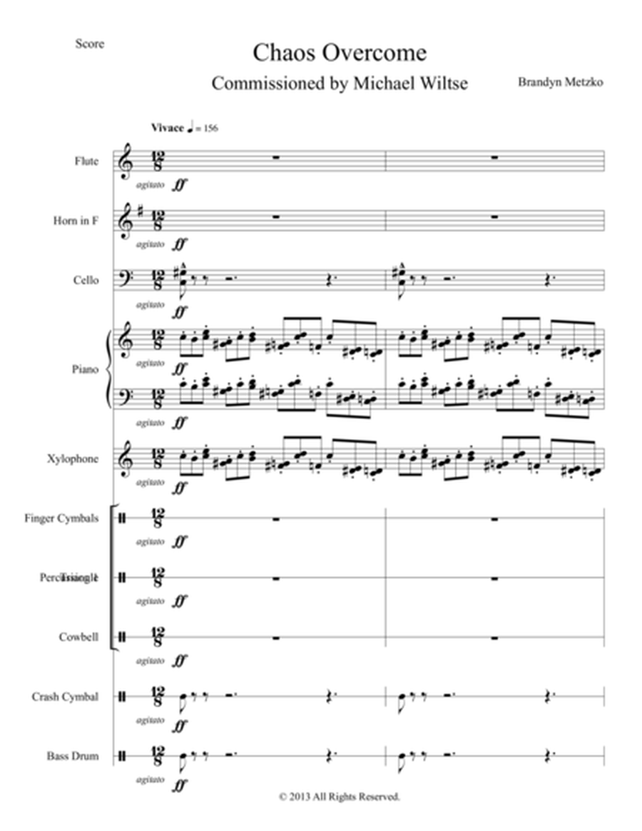 Chaos Overcome for Mixed Ensemble (Flute, French Horn, Cello, Piano, Xylophone, and assorted Percuss image number null