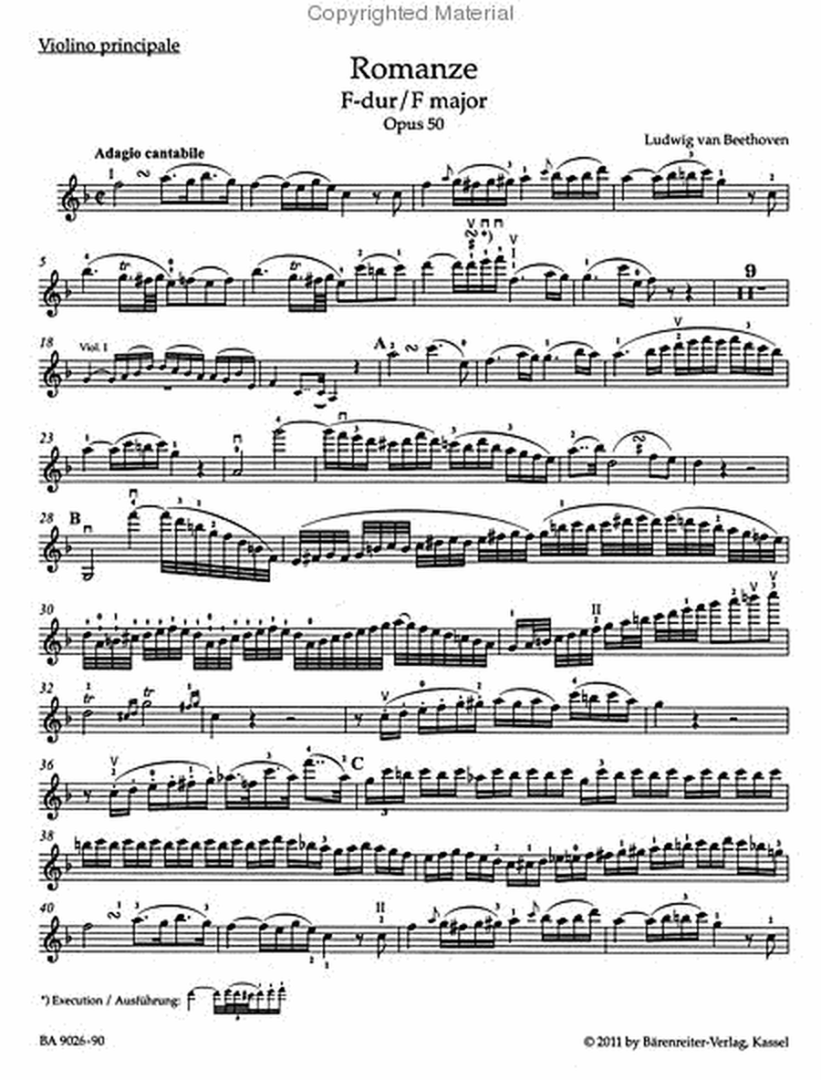 Romances in F major and G major for Violin and Orchestra, op. 50, 40