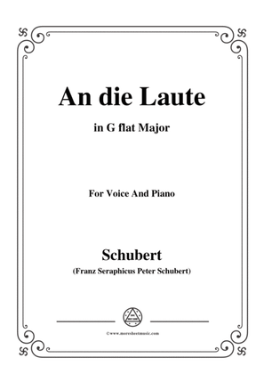 Book cover for Schubert-An die Laute,Op.81 No.2,in G flat Major,for Voice&Piano