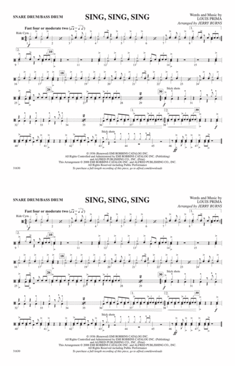 Sing, Sing, Sing: Snare Drum/Bass Drum