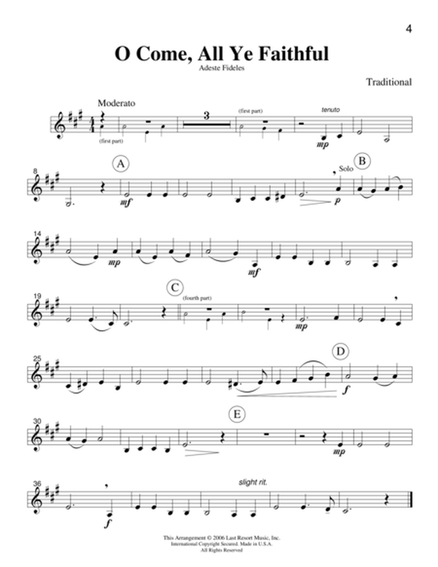 Intermediate Music for Four, Christmas, Part 3 - Bb Clarinet or Bb Trumpet