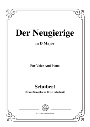Book cover for Schubert-Der Neugierige,from 'Die Schöne Müllerin',Op.25 No.6,in D Major,for Voice&Piano