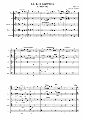 Book cover for Mozart: Serenade No.13 in G "Eine Kleine Nachtmusik" K.525 Mvt.III Menuetto - wind quintet