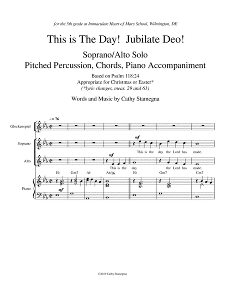 This is The Day! with Jubilate Deo! (Duet for Soprano/Alto Solo, Piano, Optional Glockenspiel) image number null