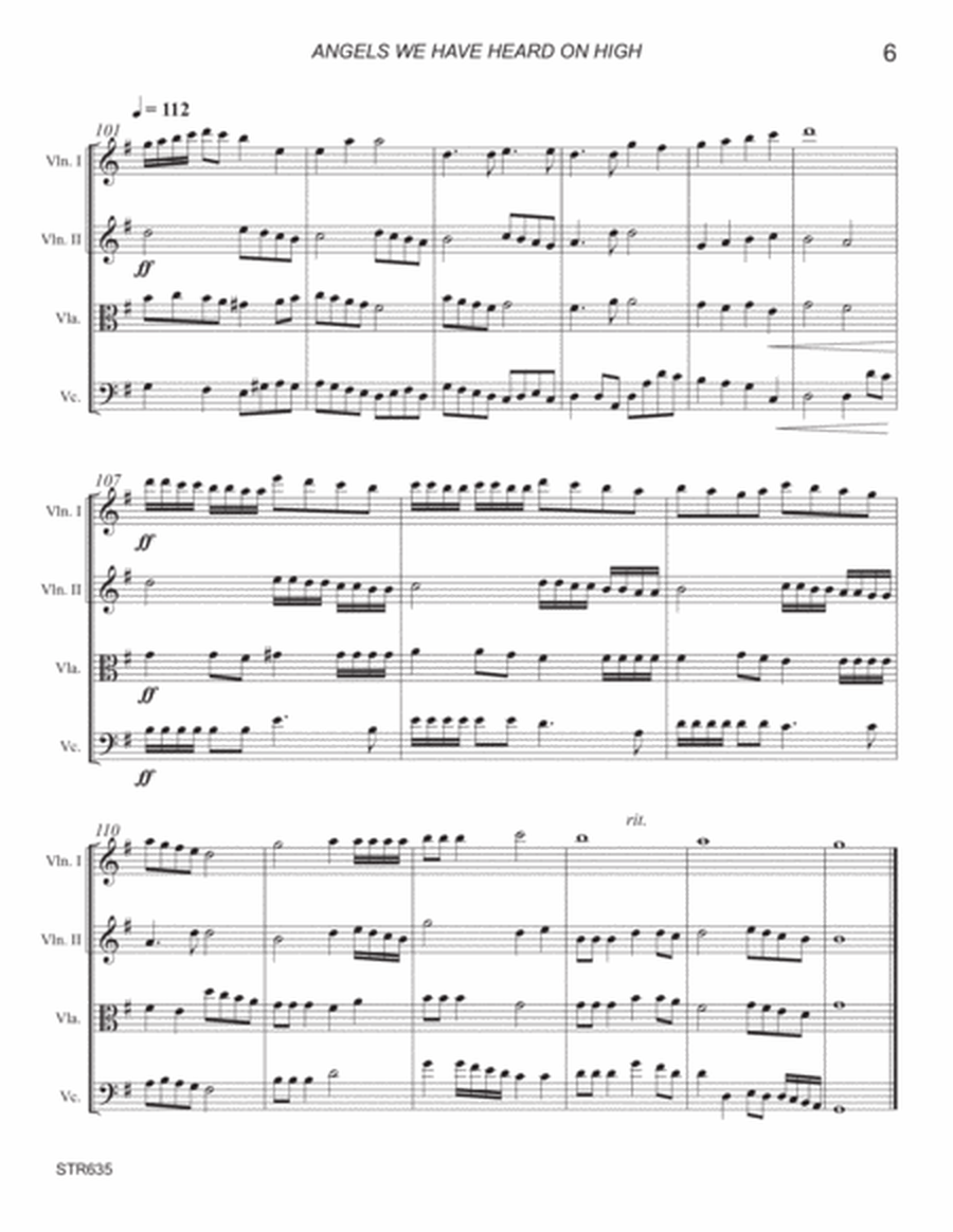 ANGELS WE HAVE HEARD ON HIGH - String Quartet (unaccompanied) - Grade 3 image number null