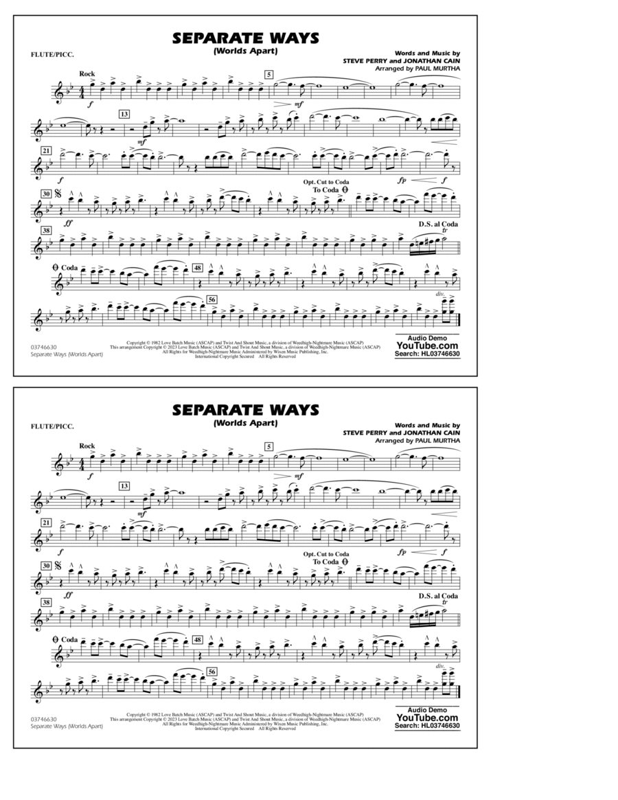 Separate Ways (Worlds Apart) (arr. Paul Murtha) - Flute/Piccolo