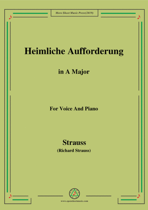 Book cover for Richard Strauss-Heimliche Aufforderung in A Major,for Voice and Piano