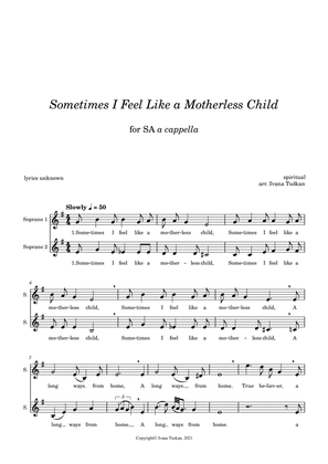 Sometimes I Feel Like a Motherless Child, for vocal duet or two-part choir E minor