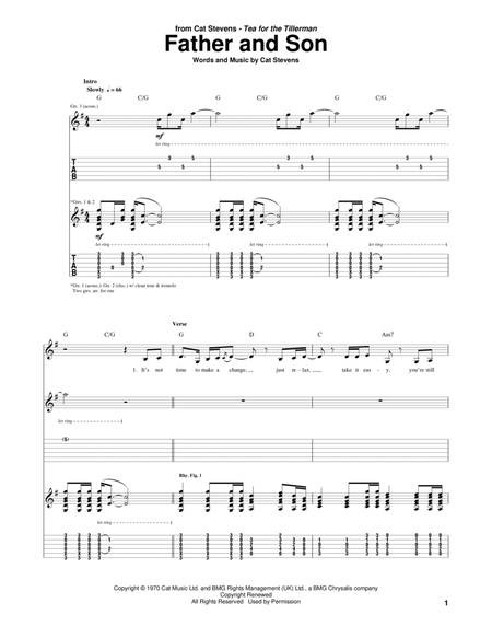 Father And Son by Cat Stevens - Electric Guitar - Digital Sheet Music |  Sheet Music Plus