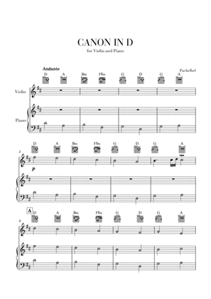 Book cover for Canon in D for Violin and Very Easy Piano and Guitar Chords