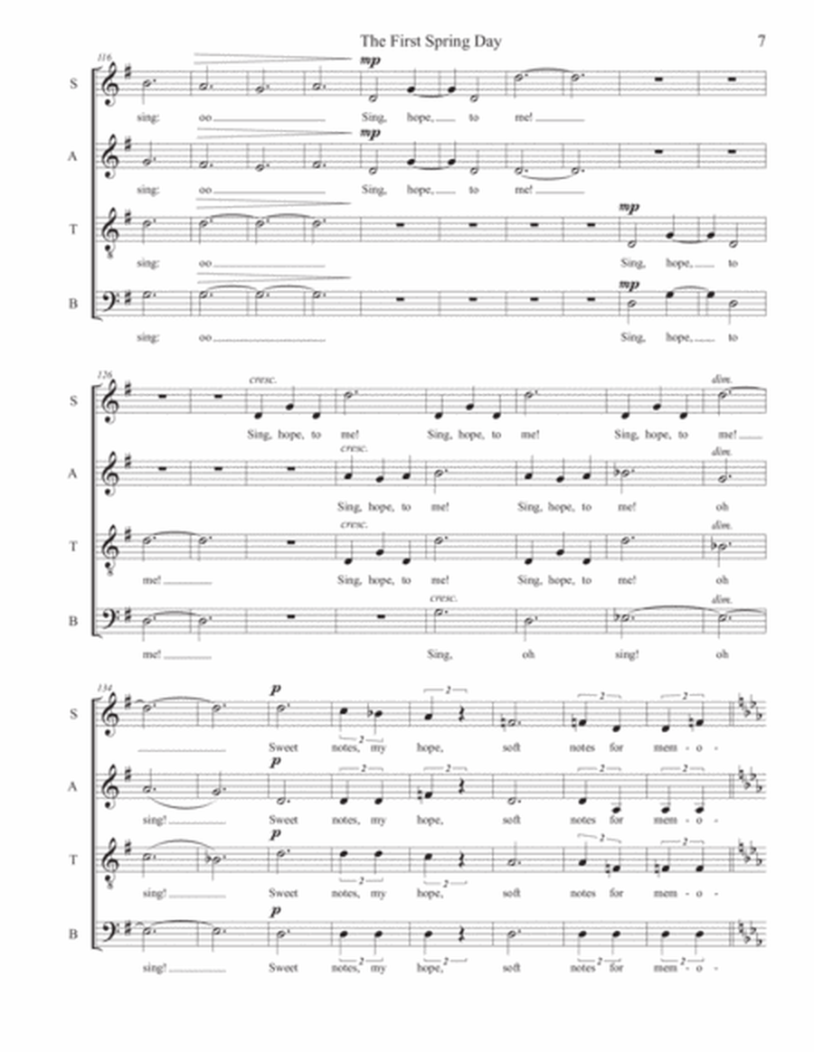 The First Spring Day (SATB, a cappella) - original choral piece by Sarah Jaysmith, text by Christina image number null