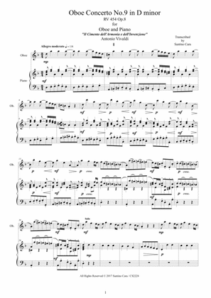 Book cover for Vivaldi - Oboe Concerto No.9 in D minor RV 454 Op.8 for Oboe and Piano