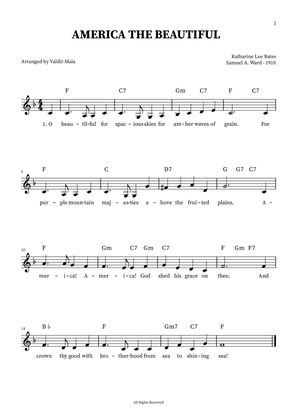 America The Beautiful - Leadsheet in F