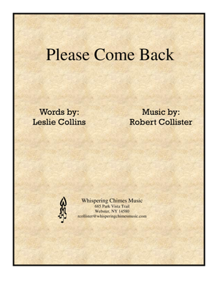 Book cover for Please Come Back